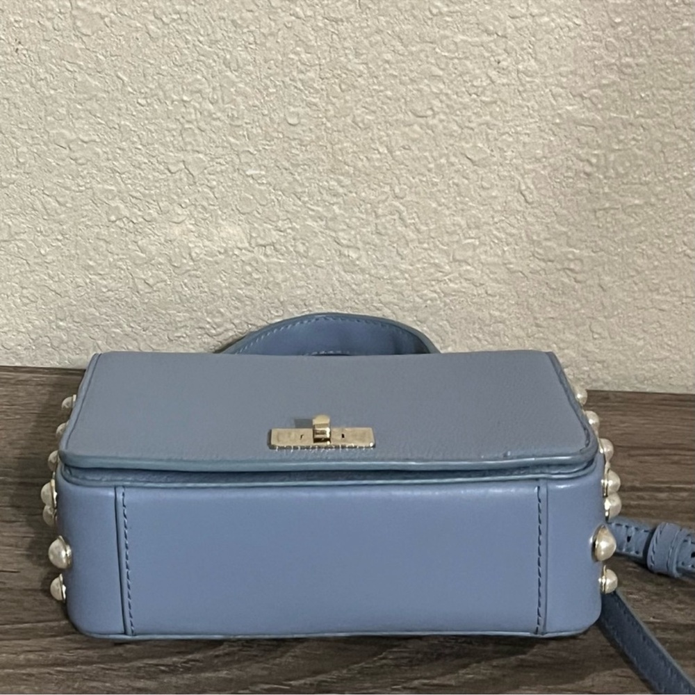 Kate Spade Elegant Pearl-Stud Light Blue Top-Handle Women's Bag EUC - Picture 12 of 15